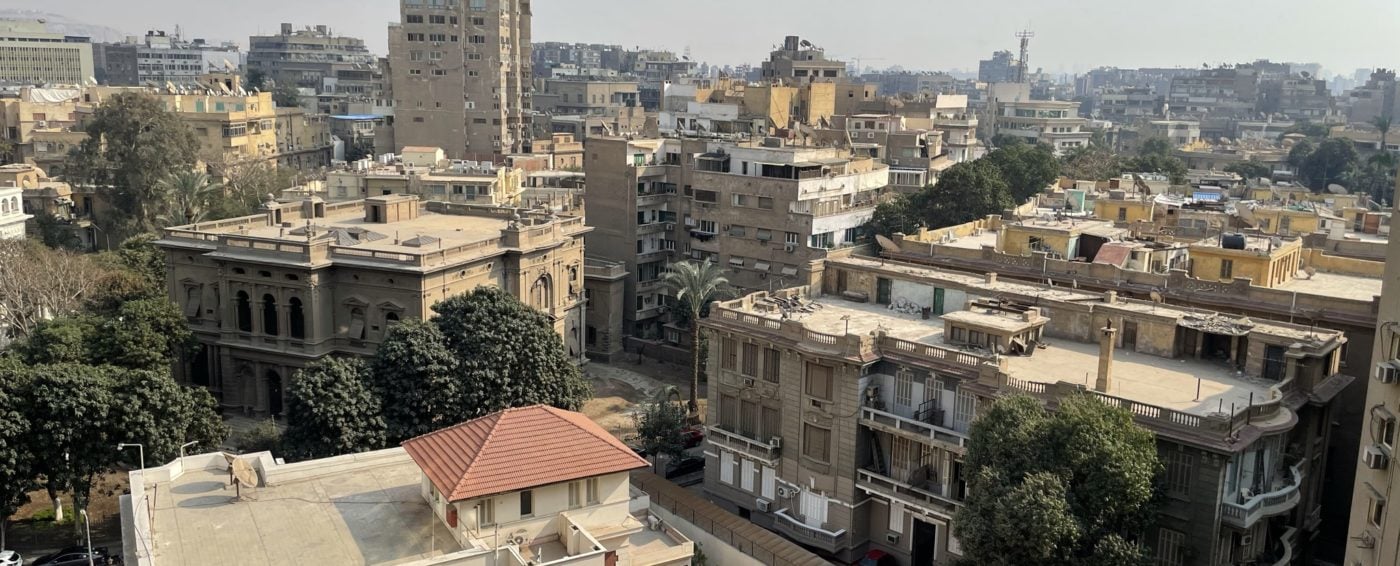 Amazing view of city from upper floor of hotel in Cairo, Egypt