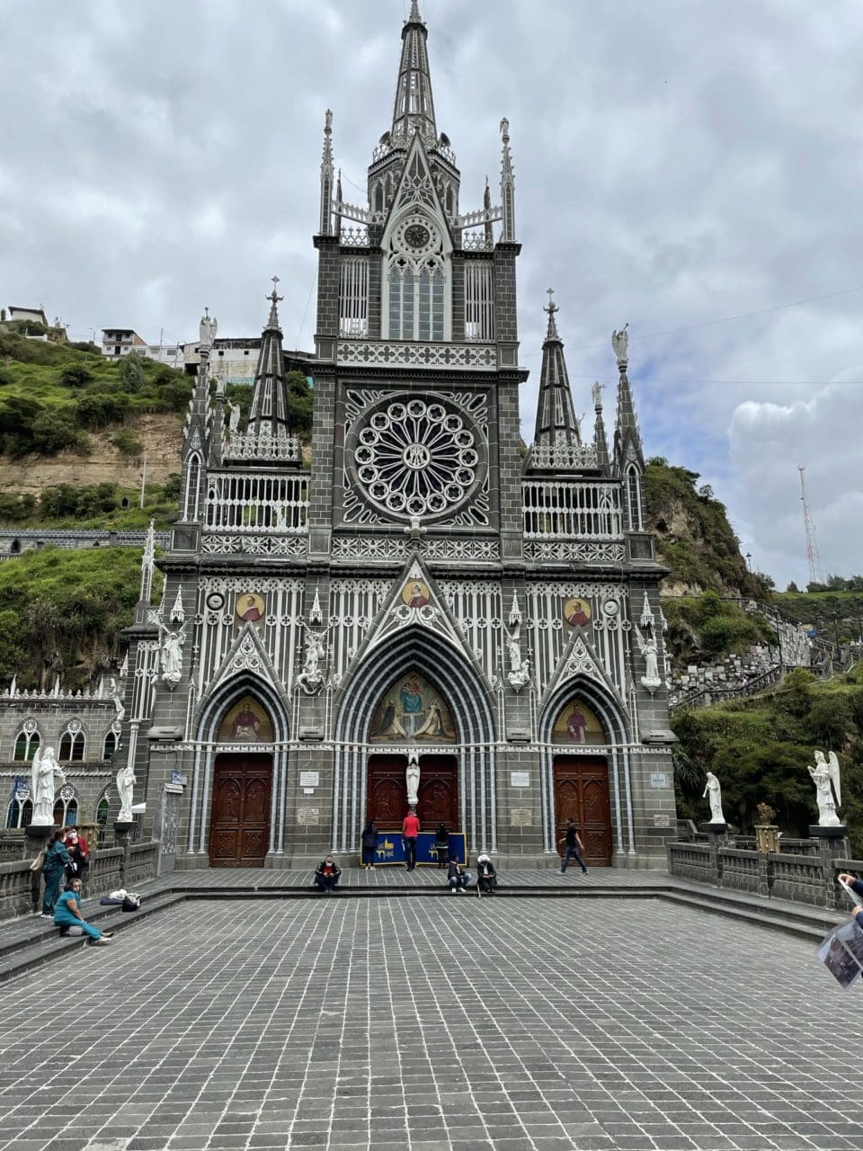 The entrance to Our Lady of Las Lajas in Columbia
