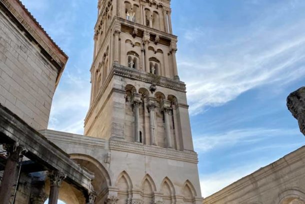 The bell tower in Diocletian's palace, one of the oldest living palaces in the world