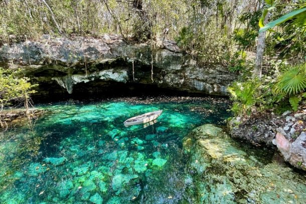 The crystal-clear, turquoise waters in Kantun Chi eco-adventure park in Mexico
