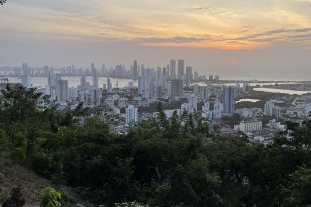 Beautiful view of the city of Cartagena at sunset