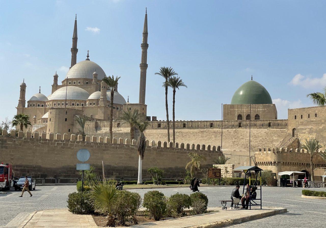 The outsdie view of The Great Mosque of Muhammad Ali